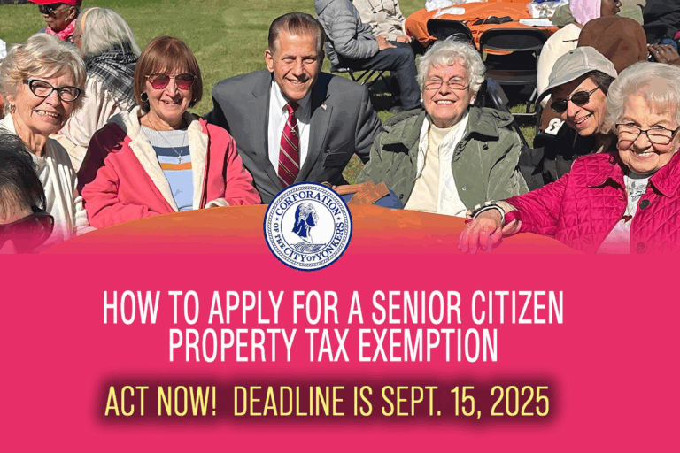 Deadline for Yonkers Senior Citizens Property Tax Exemption is September 15