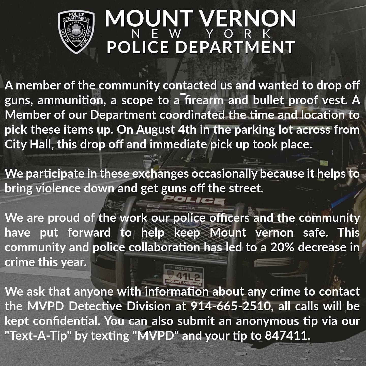 Mt. Vernon Police Department Coordinates Gun Drop Off Mt. Vernon Police Department Coordinates Gun Drop Off