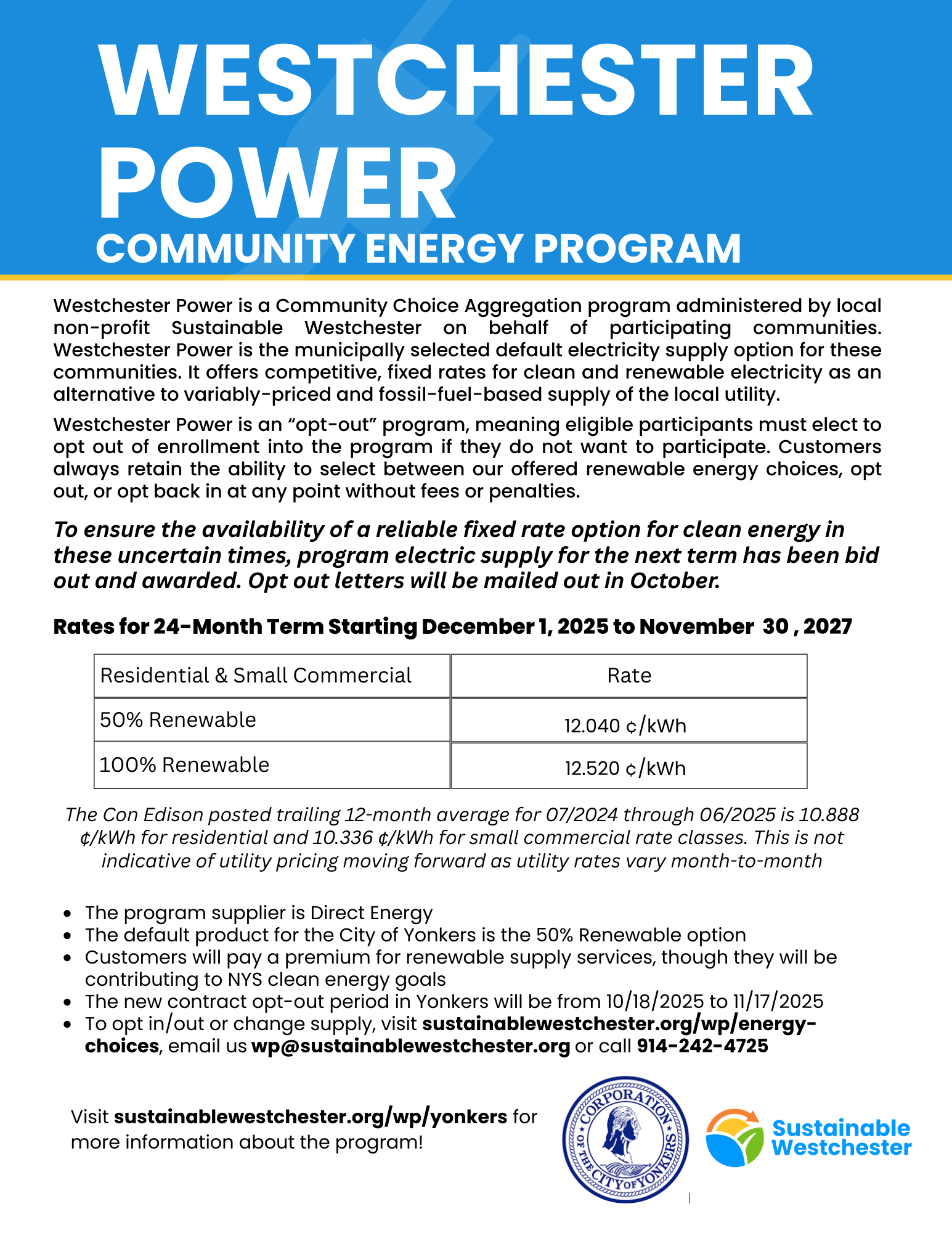 Westchester Power Community Energy Program Westchester Power Community Energy Program