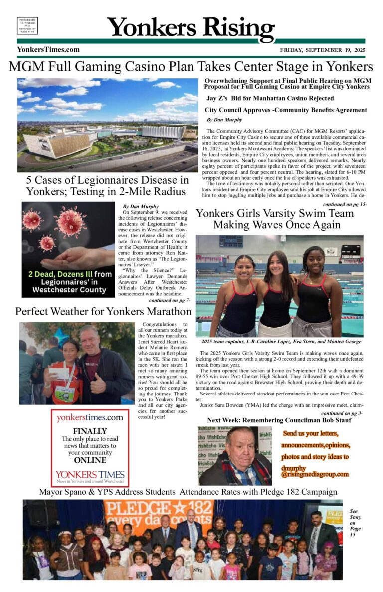 Yonkers Rising September 19, 2025 PDF