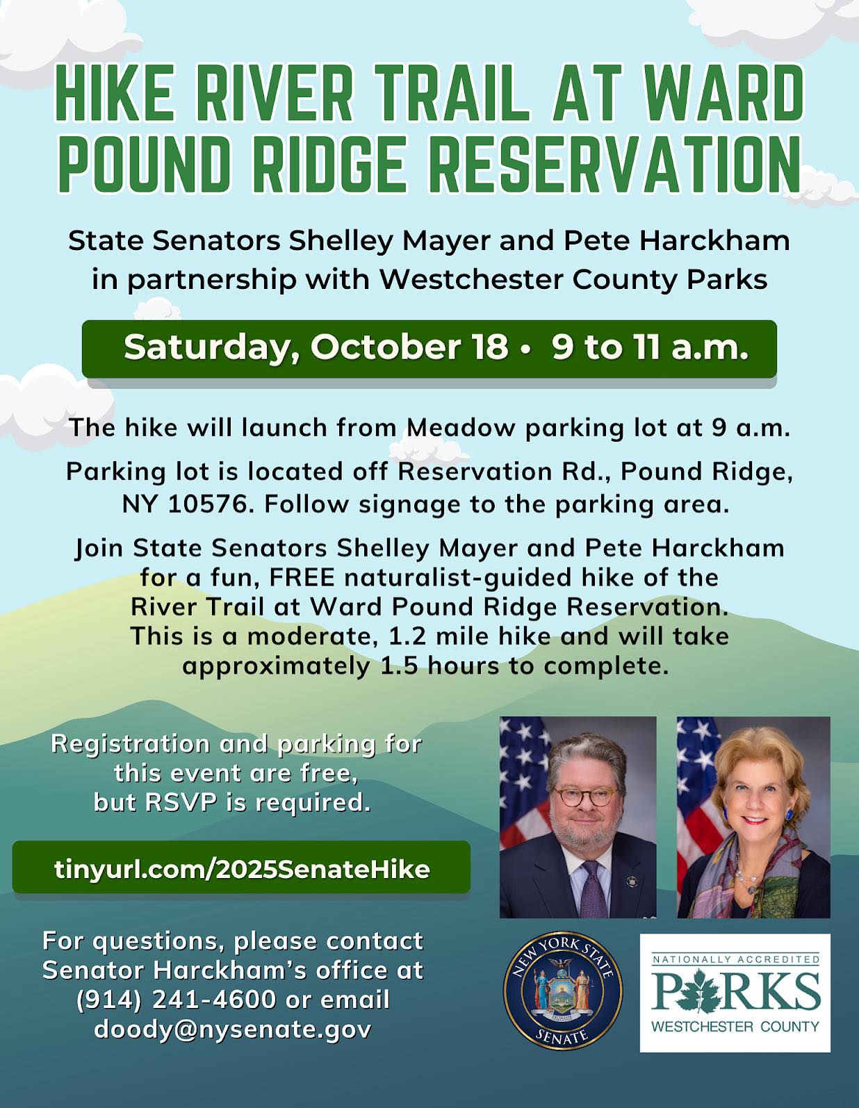 Go Take A Hike with Senators Mayer & Harckham -Oct. 18 -Ward Pound Ridge Reservation Go Take A Hike with Senators Mayer & Harckham -Oct. 18 -Ward Pound Ridge Reservation