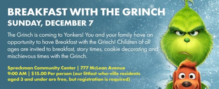 Breakfast with the Grinch at Coyne Park Yonkers