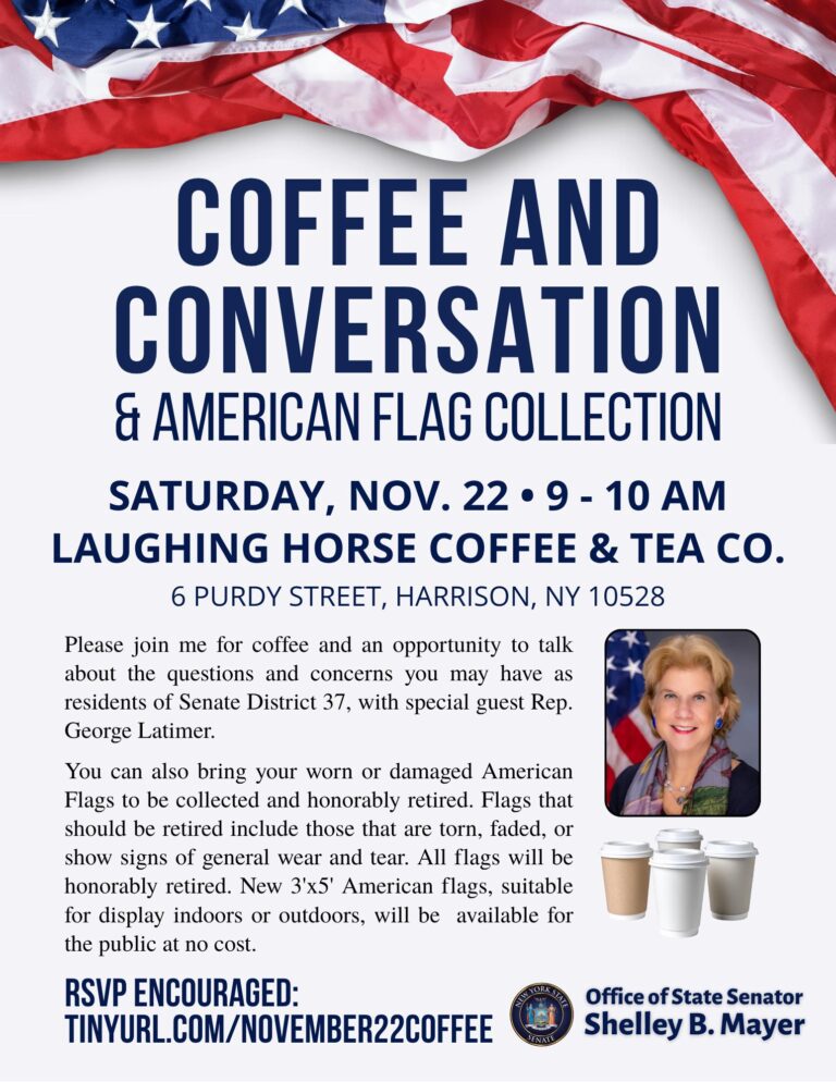 Coffee and Conversation with State Senator Mayer with Special Guest Congressman Latimer-Nov. 22-9-10am-Laughing Horse Coffee-Harrison