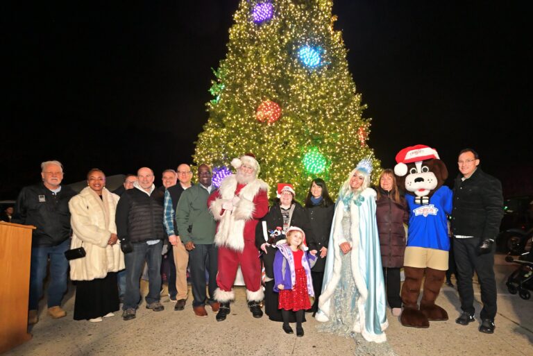 5 Year Old Piper Melzer from Cortlandt Manor Helps Light the Tree at Opening of Westchester’s Winter Wonderland
