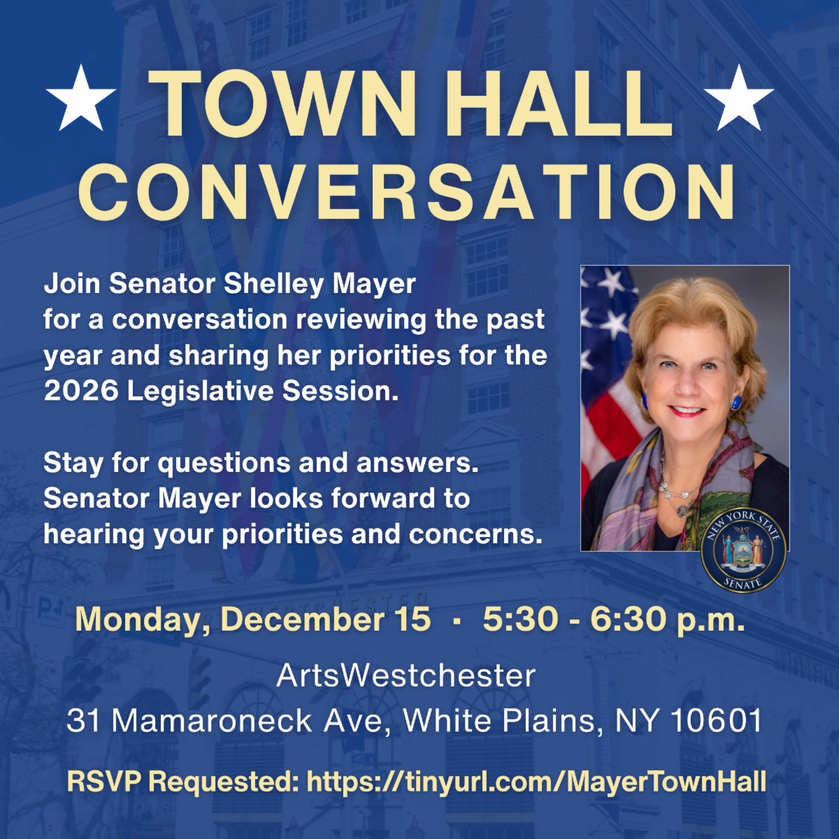Senator Shelley Mayer Hosts Final Town Hall of 2025 in White Plains Senator Shelley Mayer Hosts Final Town Hall of 2025 in White Plains