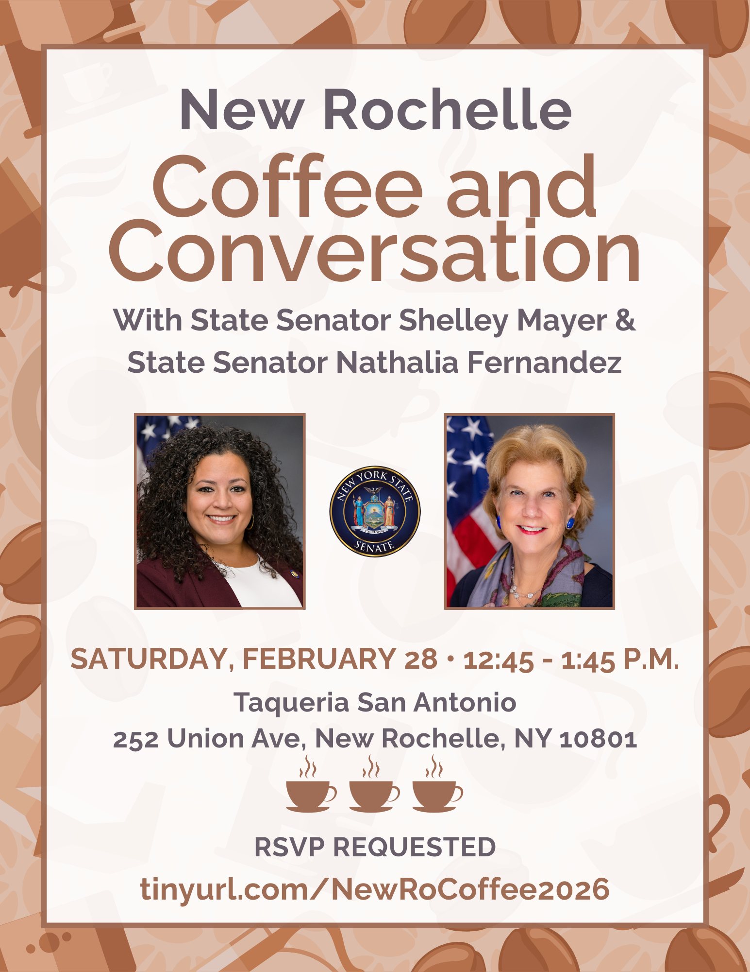 Coffee and Conversation with State Senator Mayer & State Senator Fernandez-Feb. 28 Coffee and Conversation with State Senator Mayer & State Senator Fernandez-Feb. 28