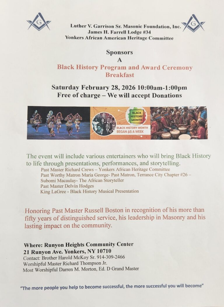 Luther V. Garrison Sr. Masonic Foundation Inc. Hosts Black History & Awards Celebration Breakfast