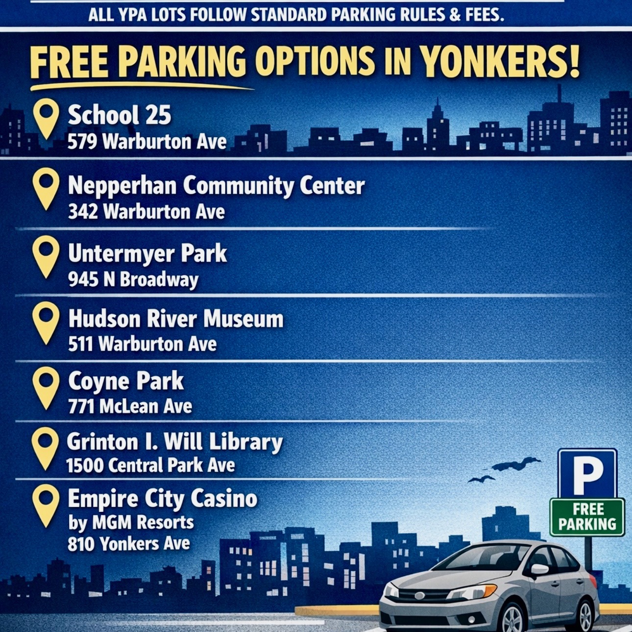Free Parking Option in Yonkers for the Storm Free Parking Option in Yonkers for the Storm