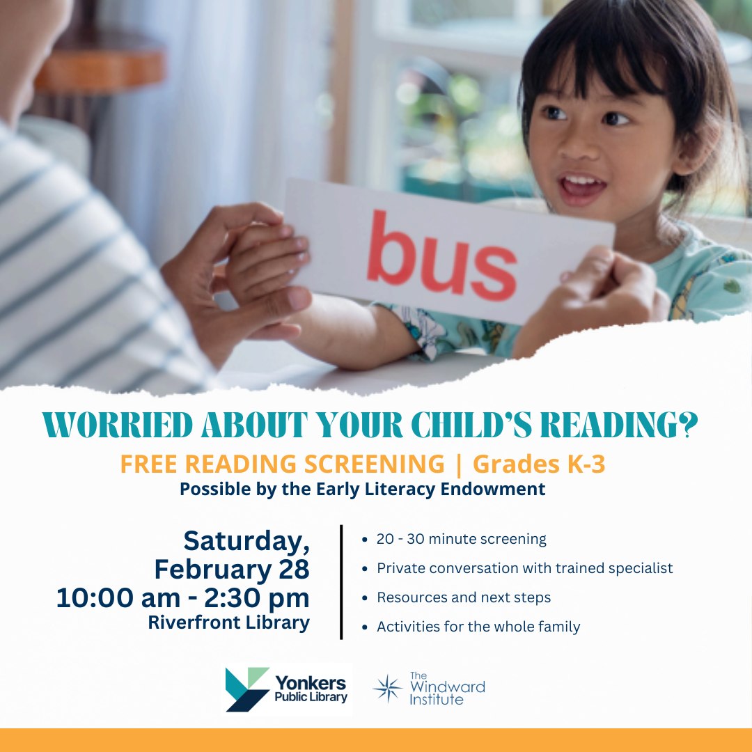 Free Reading Screening for Grades K-3 at Riverfront Library Feb. 28 Free Reading Screening for Grades K-3 at Riverfront Library Feb. 28