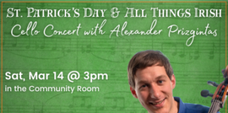 Irish Cello Concert at Mamaroneck Library March 14