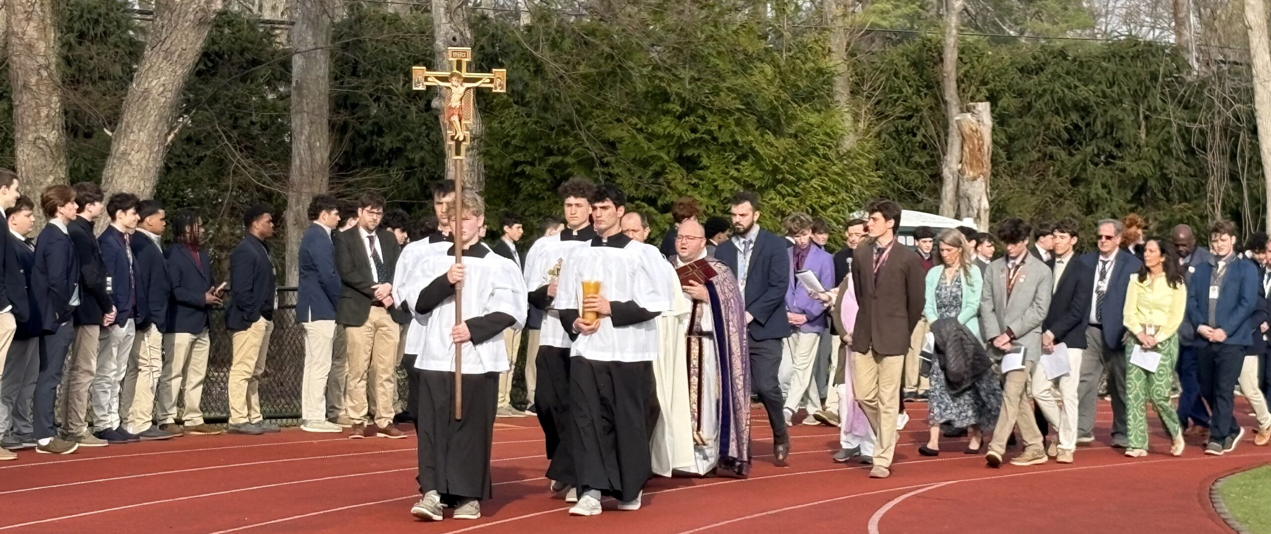 Iona Prep Students Line Football Field to Mark Holy Week Iona Prep Students Line Football Field to Mark Holy Week