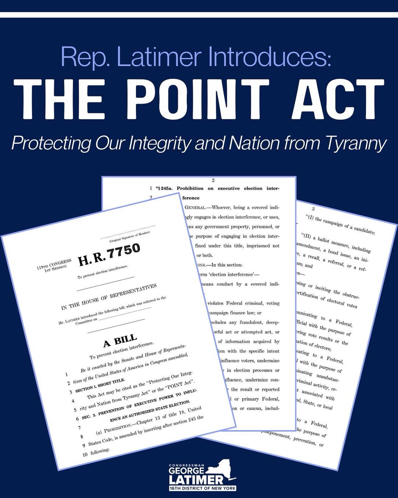 Rep. Latimer Introduces Bill to Prevent the President from Interfering with the Administration of Elections Rep. Latimer Introduces Bill to Prevent the President from Interfering with the Administration of Elections