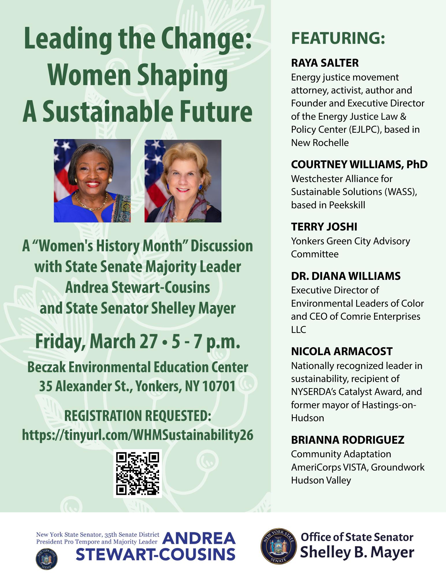 Senate Majority Leader Andrea Stewart-Cousins and Senator Shelley Mayer to Host Women’s History Month Panel March 27 Senate Majority Leader Andrea Stewart-Cousins and Senator Shelley Mayer to Host Women’s History Month Panel March 27