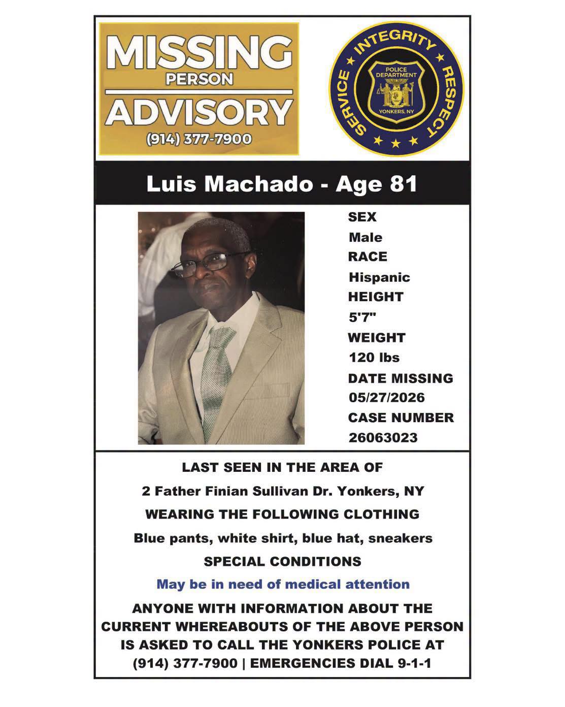Yonkers Police Search for Missing Man Yonkers Police Search for Missing Man