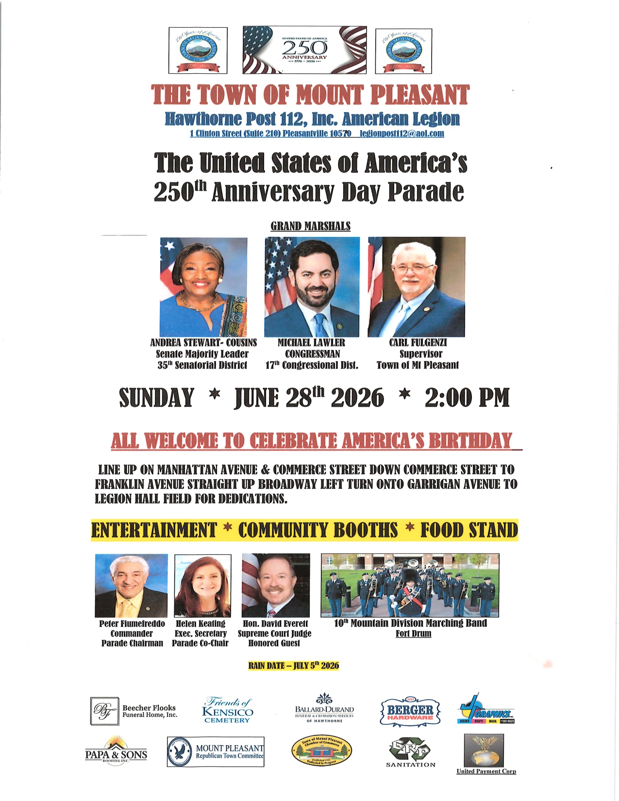 Mount Pleasant 250 Anniversary Day Parade is Sunday June 28 Mount Pleasant 250 Anniversary Day Parade is Sunday June 28