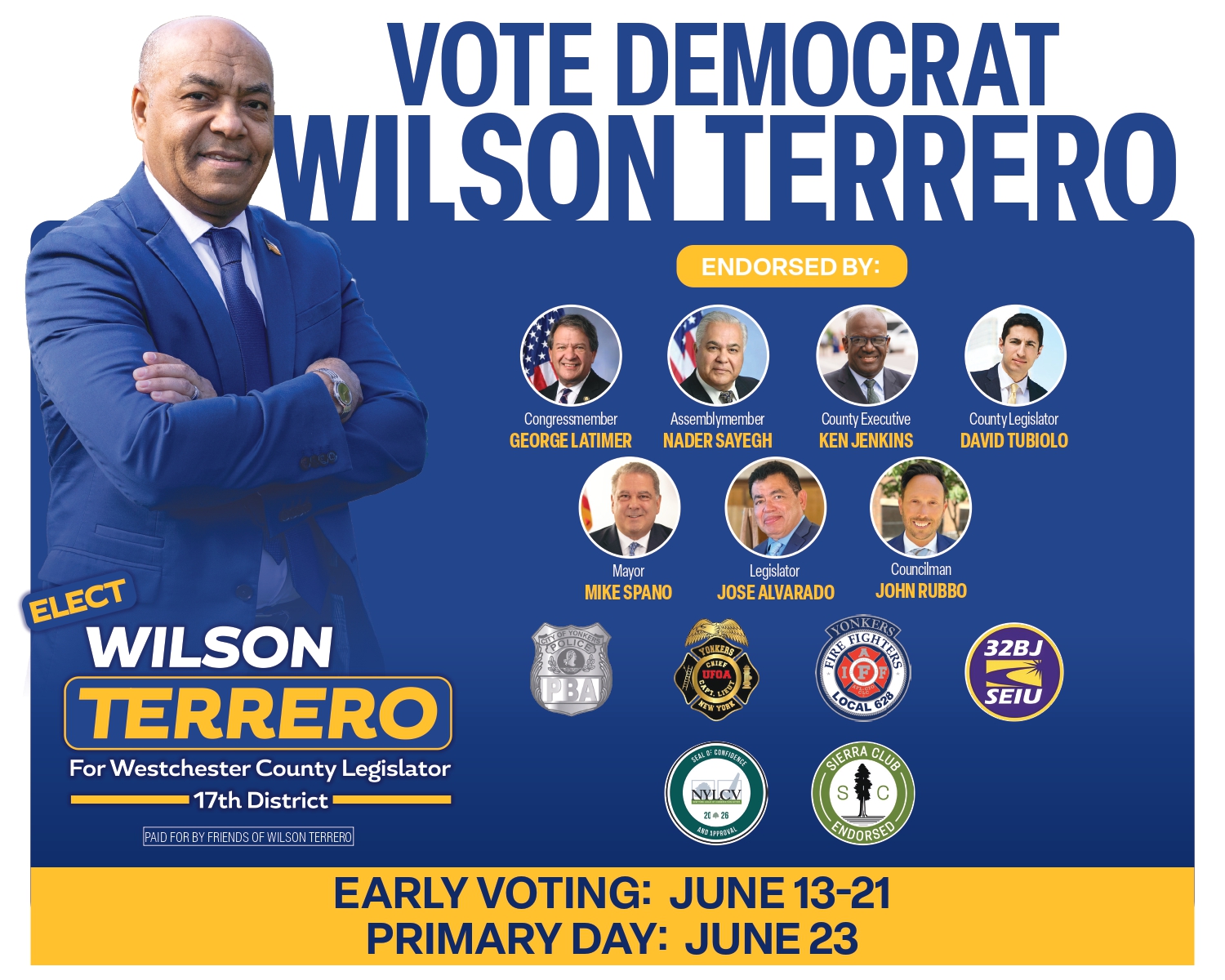 We Endorse: Wilson Terrero, County Legislator, District 17, Yonkers We Endorse: Wilson Terrero, County Legislator, District 17, Yonkers