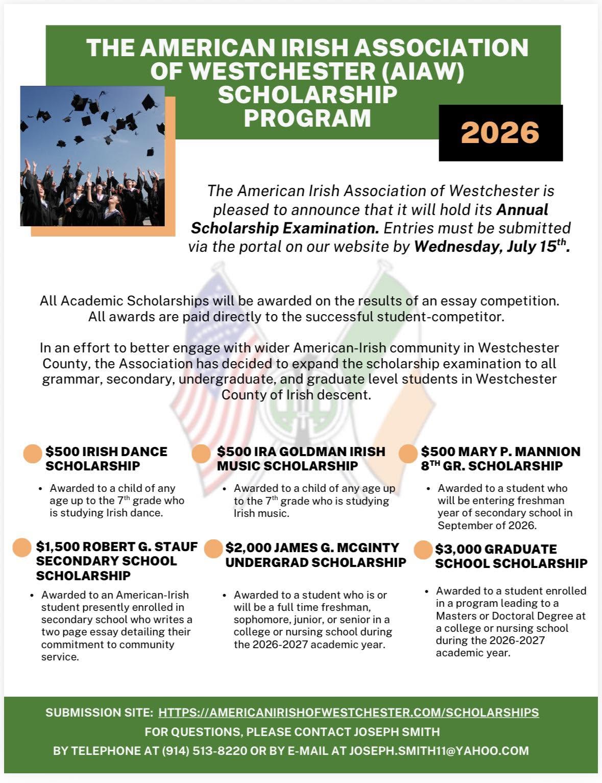 The American Irish Association of Westchester Scholarship Program The American Irish Association of Westchester Scholarship Program
