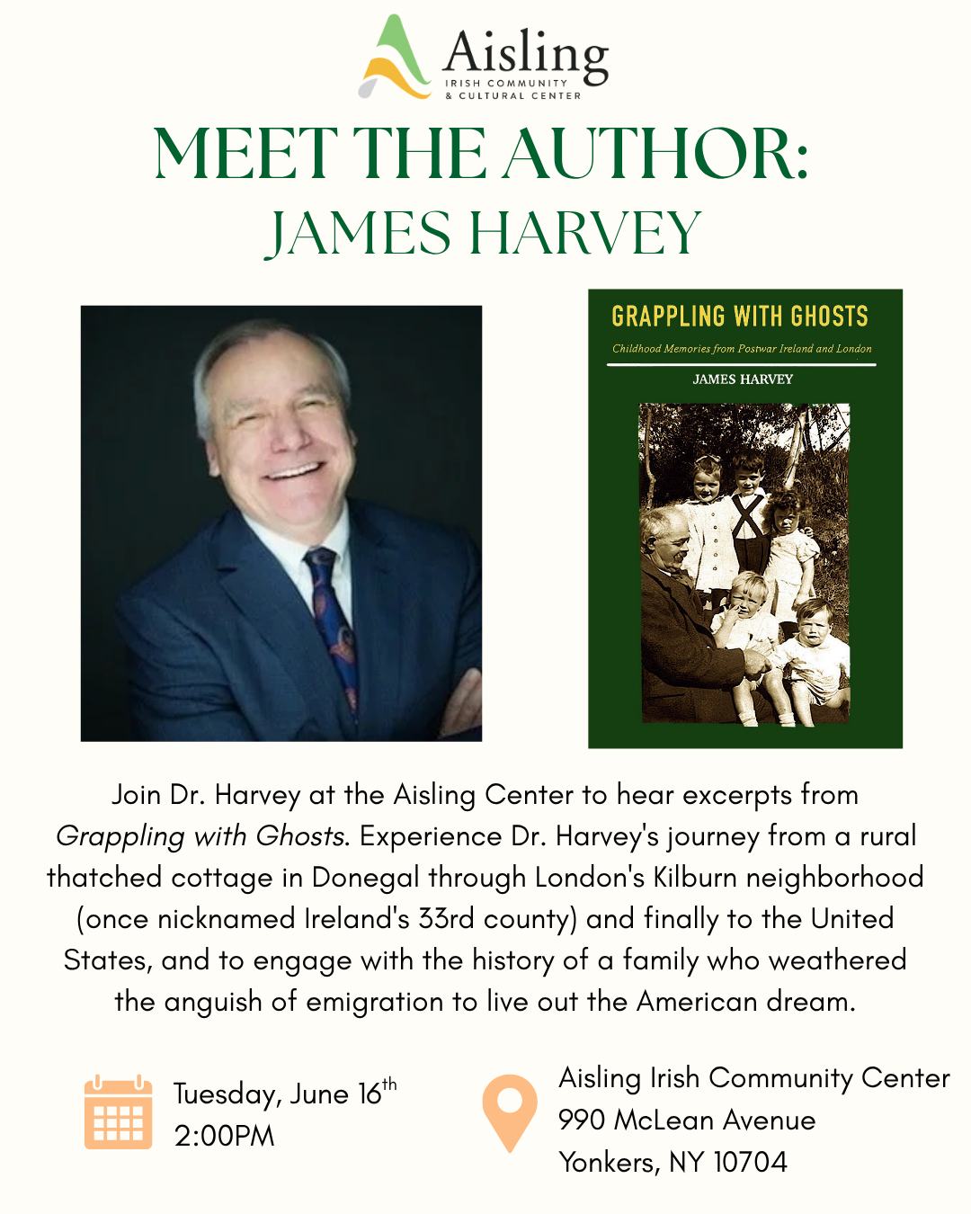 Meet the Author James Harvey-Aisling Irish Center-June 16 Meet the Author James Harvey-Aisling Irish Center-June 16