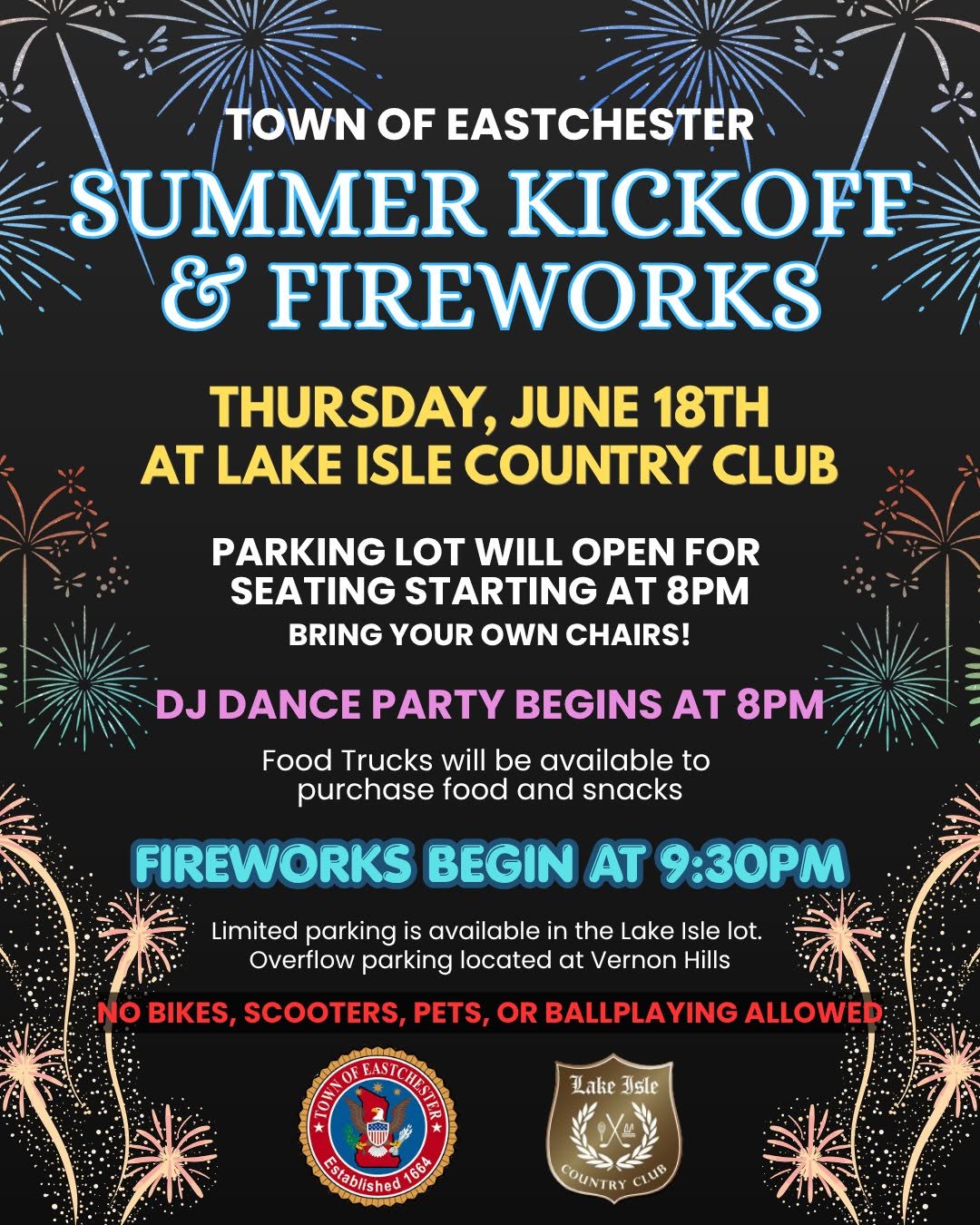 Town of Eastchester Summer Kickoff & Fireworks -June 18-Lake Isle Country Club Town of Eastchester Summer Kickoff & Fireworks -June 18-Lake Isle Country Club