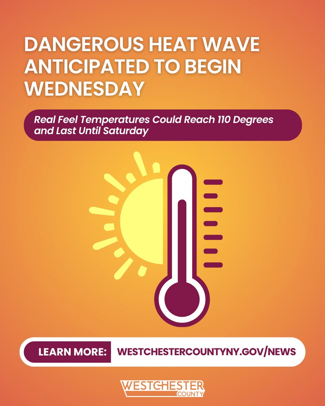 Dangerous Heat Wave Anticipated to Begin Wednesday in Westchester Dangerous Heat Wave Anticipated to Begin Wednesday in Westchester