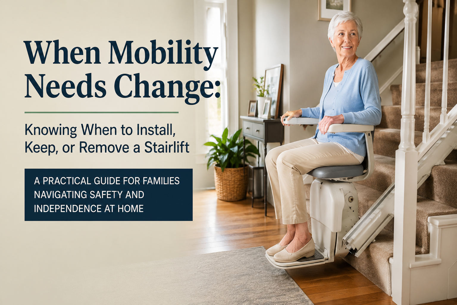 When Mobility Needs Change: Knowing When to Install, Keep, or Remove a Stairlift When Mobility Needs Change: Knowing When to Install, Keep, or Remove a Stairlift
