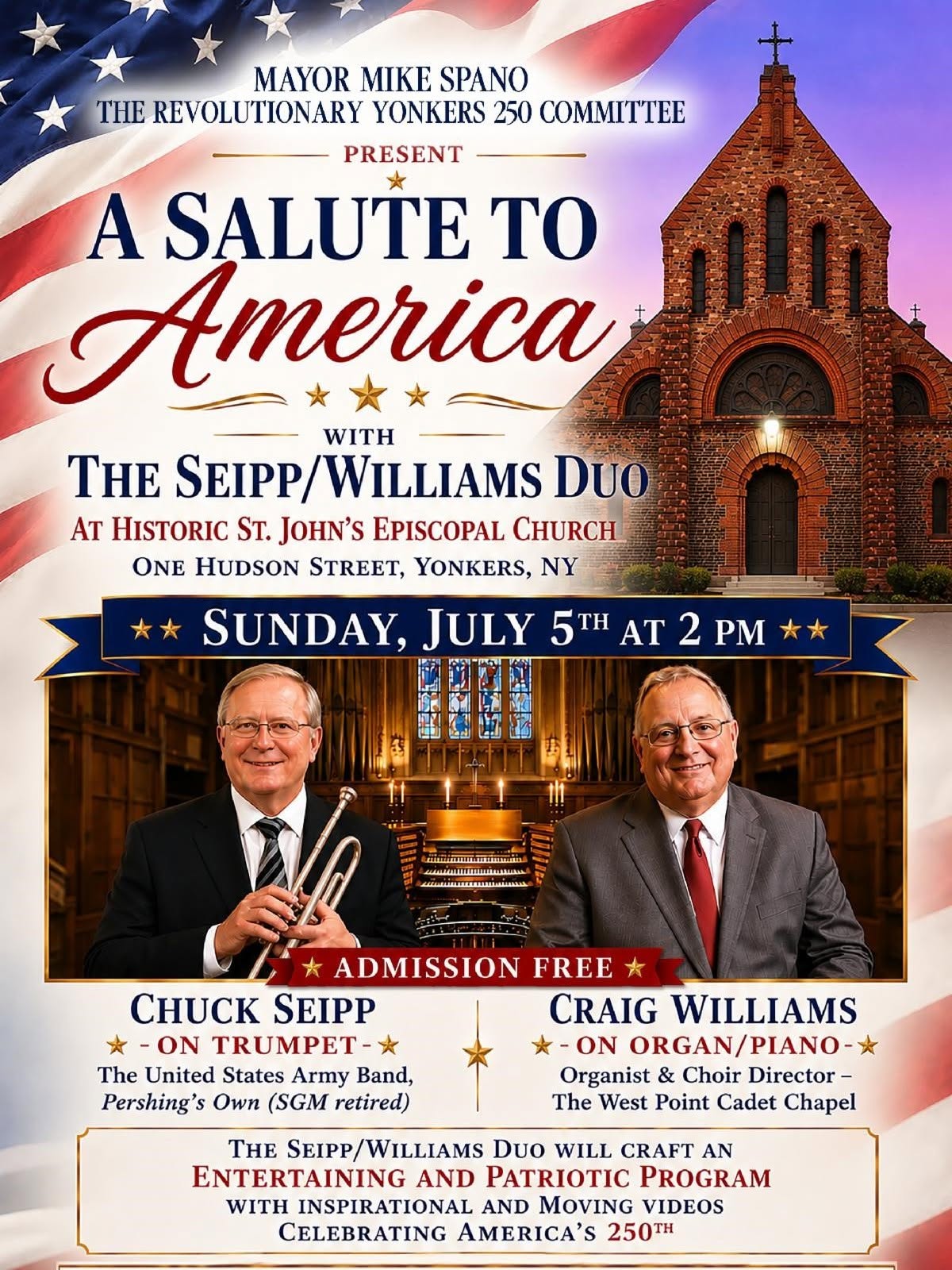 A Salute to America Free Concert at Historic St. John’s Episcopal Church in Yonkers A Salute to America Free Concert at Historic St. John’s Episcopal Church in Yonkers