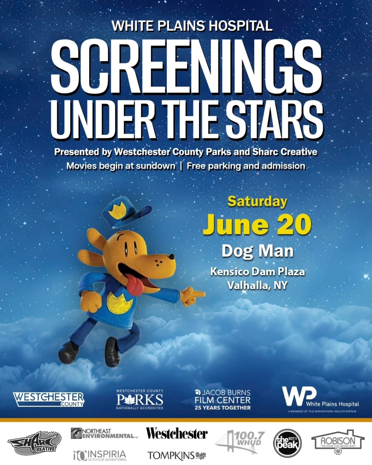 Westchester Parks & White Plains Hospital Present Screenings Under the Stars, Free Family Movies Westchester Parks & White Plains Hospital Present Screenings Under the Stars, Free Family Movies