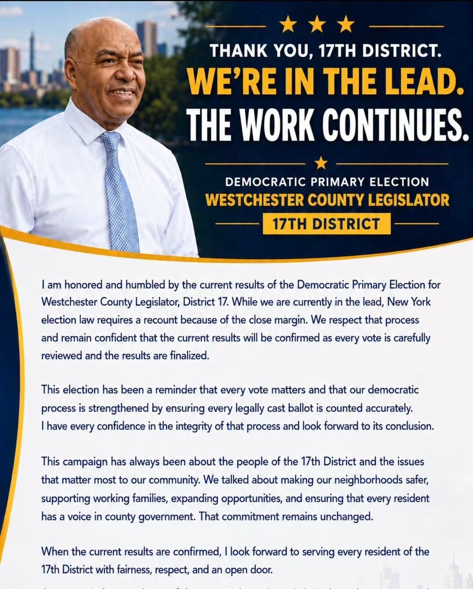 Terrero Now Leads Westchester Board Democratic Primary by 1 VOTE! Terrero Now Leads Westchester Board Democratic Primary by 1 VOTE!