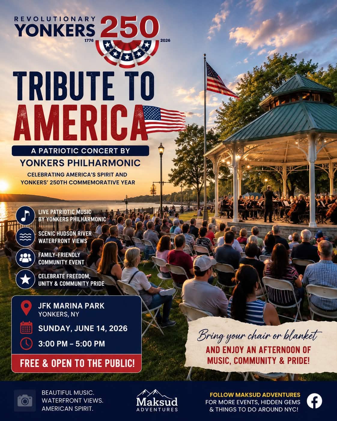 Revolutionary Yonkers 250 Patriotic Concert -June 14-JFK Marina Revolutionary Yonkers 250 Patriotic Concert -June 14-JFK Marina