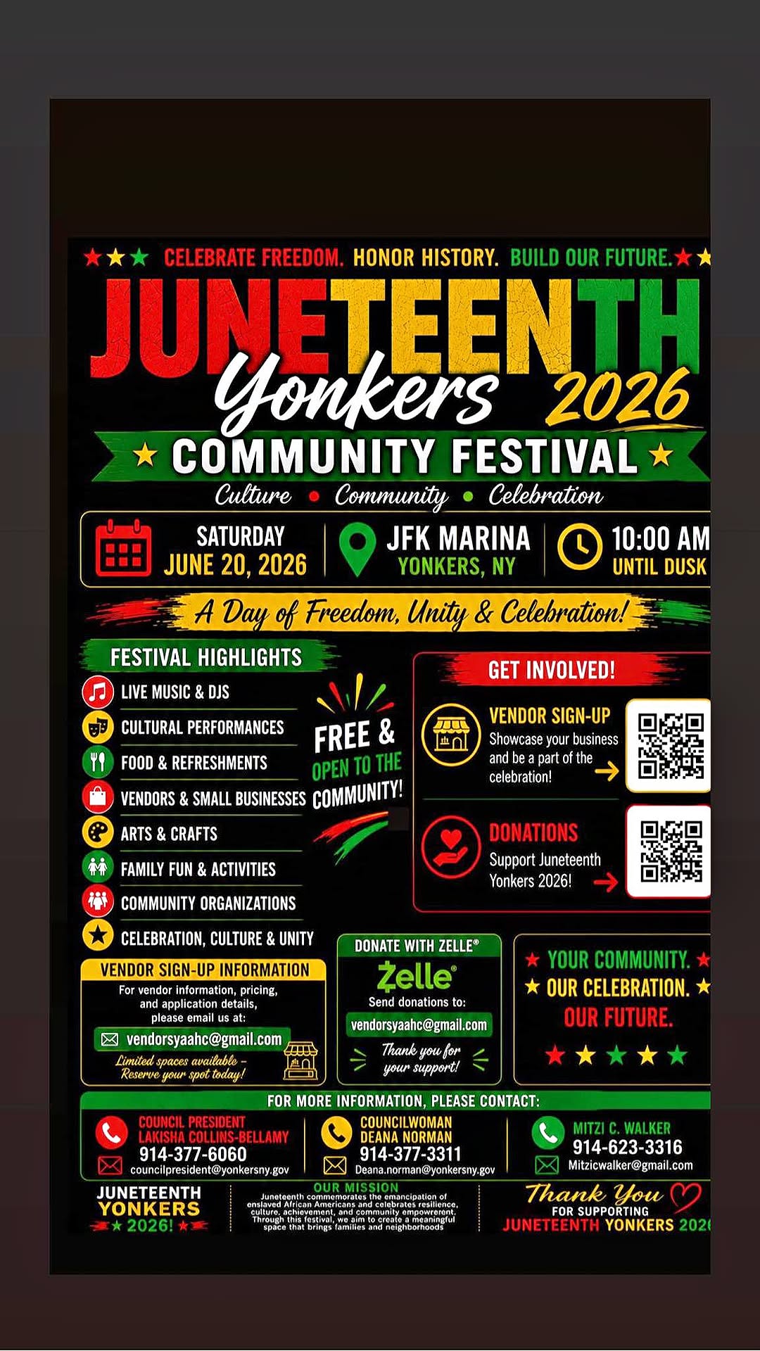 Junettenth Yonkers 2026 Community Festival -June 20-JFK Marina Junettenth Yonkers 2026 Community Festival -June 20-JFK Marina
