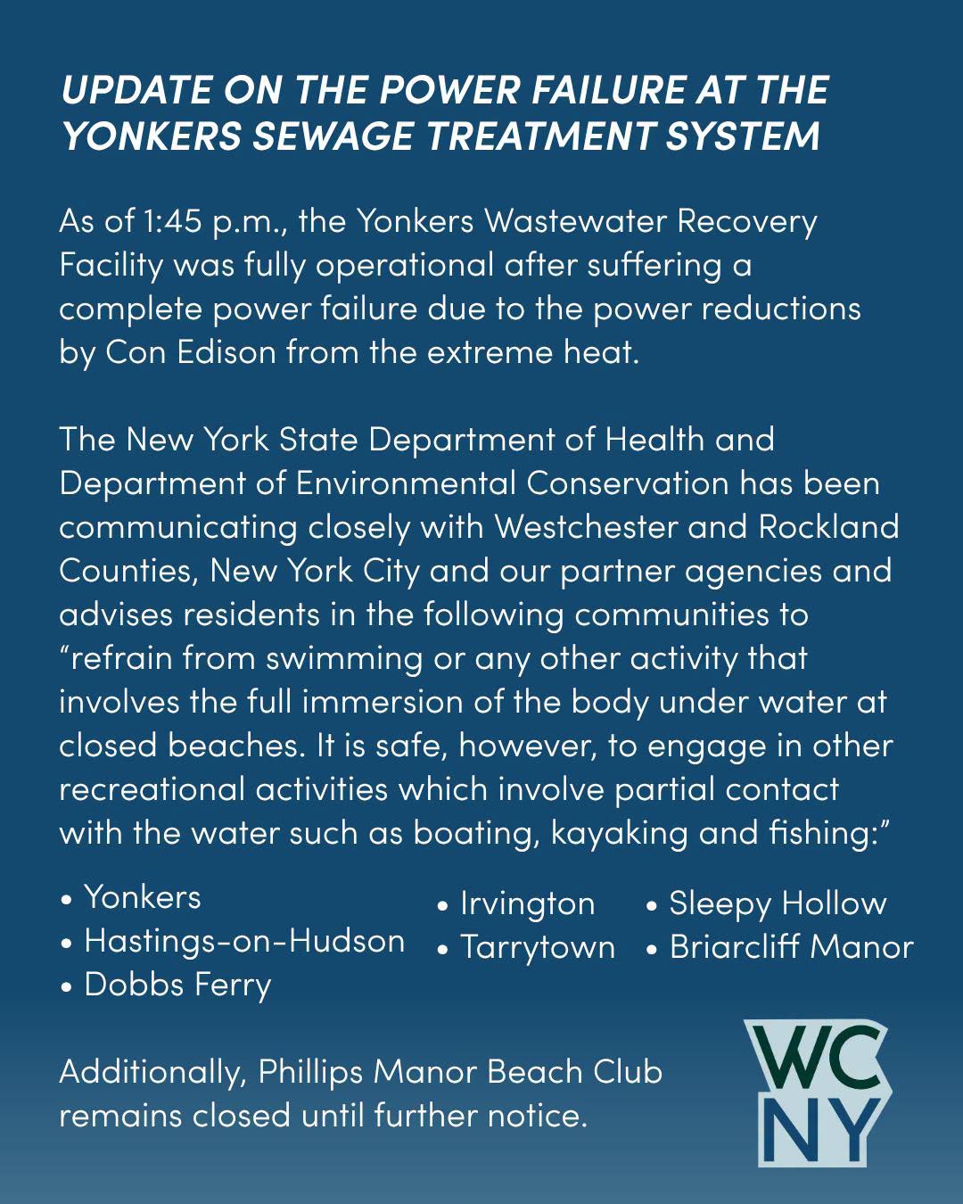 Three Parts to a Power Shortage in Westchester; A Failure at Wastewater Plant, and a Spill into the Hudson Three Parts to a Power Shortage in Westchester; A Failure at Wastewater Plant, and a Spill into the Hudson