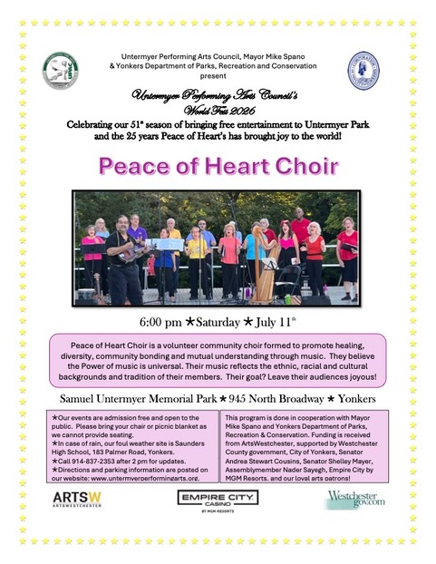 UPAC’s World Fest 2026 Continues with Peace of Heart Choir-July 11 UPAC’s World Fest 2026 Continues with Peace of Heart Choir-July 11