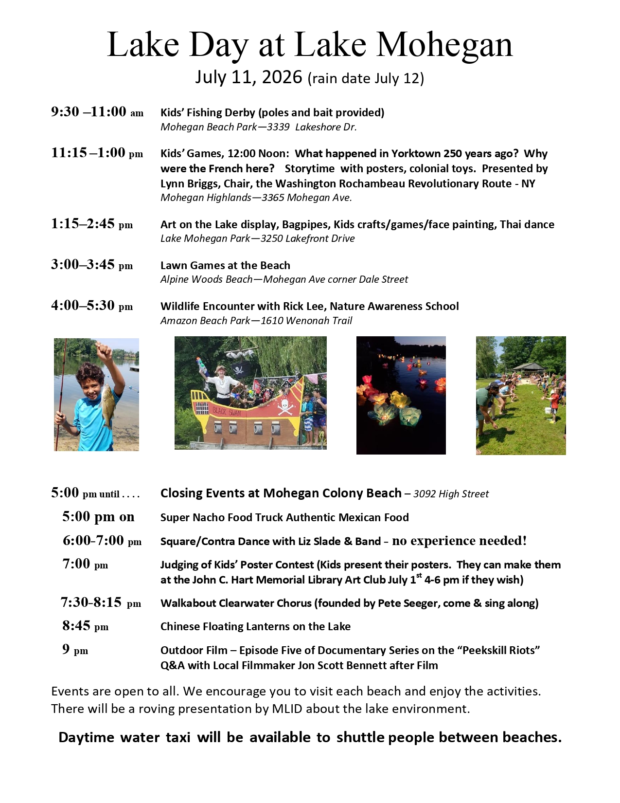 Lake Day at Lake Mohegan July 11 Lake Day at Lake Mohegan July 11