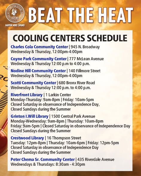 8 Yonkers Cooling Centers Open for You to Beat the Heat 8 Yonkers Cooling Centers Open for You to Beat the Heat