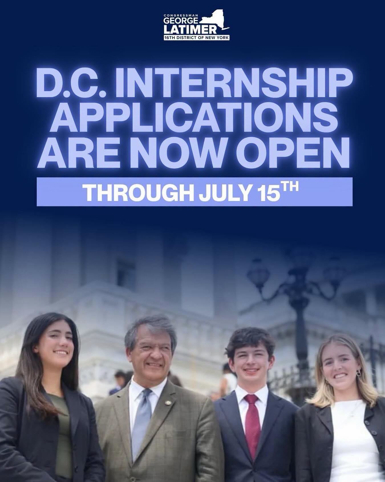 D.C. Intership Applications for Congressman Latimer’s Office Now Open Through July 15 D.C. Intership Applications for Congressman Latimer’s Office Now Open Through July 15