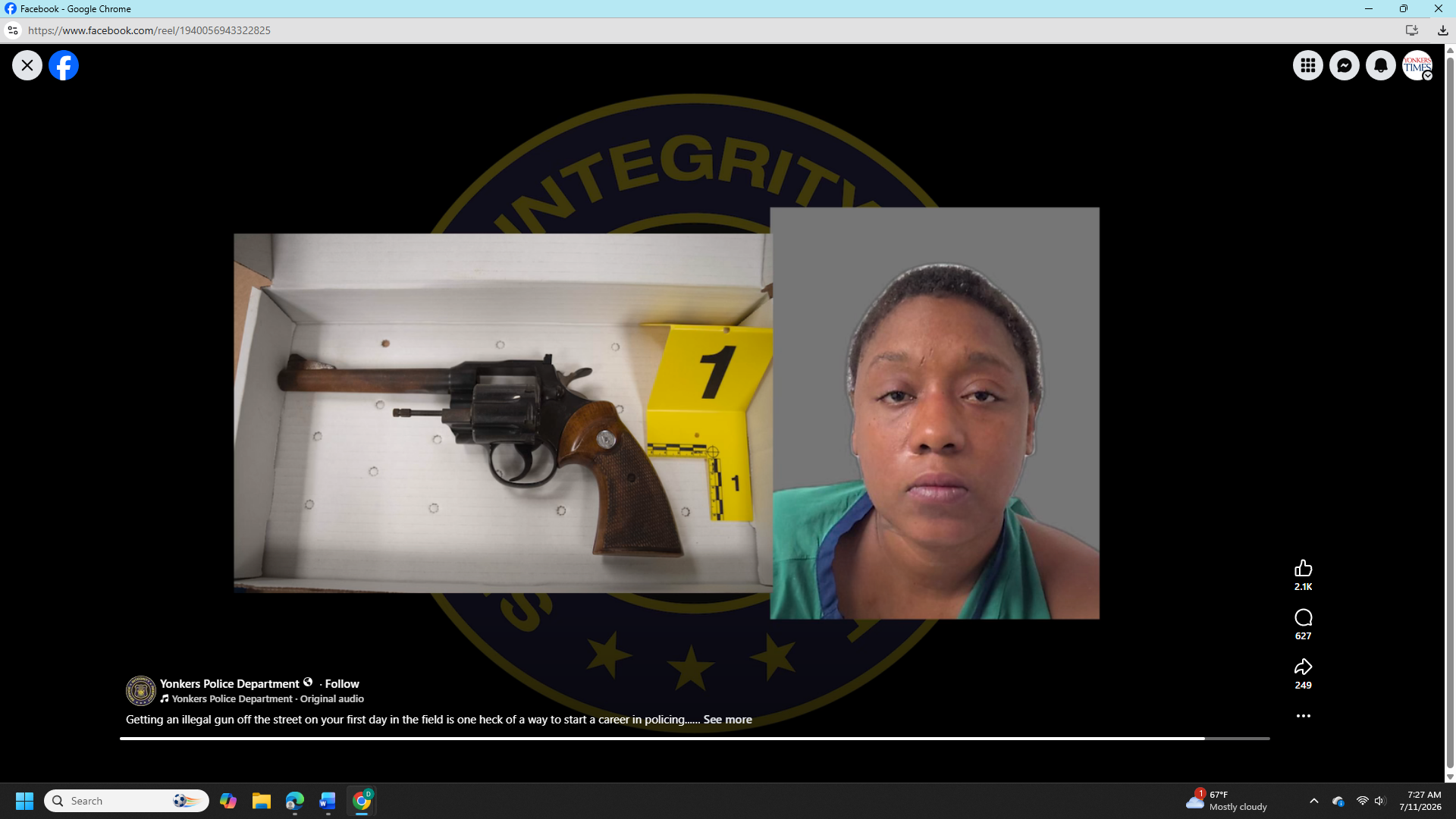 Getting a Loaded, Illegal gun off the street on your first day on the job in Yonkers Getting a Loaded, Illegal gun off the street on your first day on the job in Yonkers