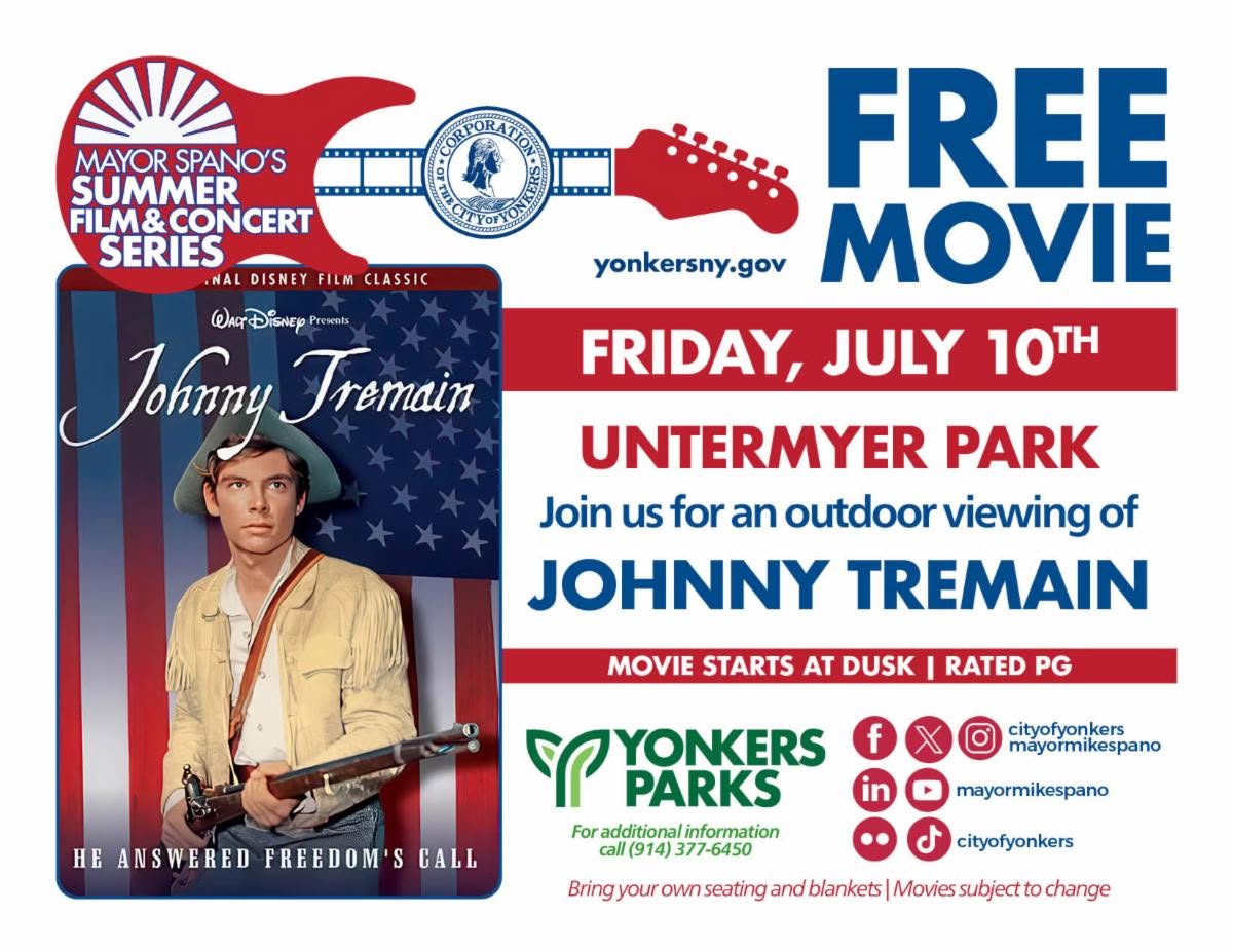 Free Movie Night at Untermyer Park, Yonkers July 10 Free Movie Night at Untermyer Park, Yonkers July 10